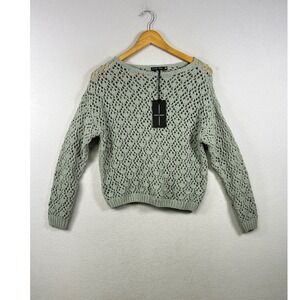 Moon & Madison Crochet‎ Sweater Womens XS Green NEW Open Knit Diamond